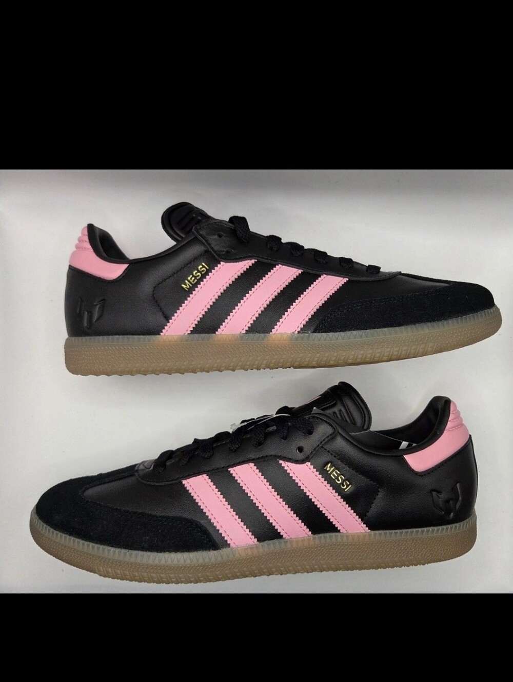 adidas Messi Samba Sneakers - Black & Pink Mens Size 9.5 Womens Size 10.5